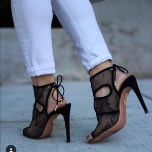 Aquazurra Black Lace Sexy Thing Heel Size 5